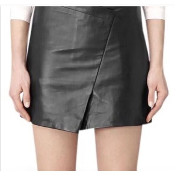 Allsaints Ruther Black Leather Skirt size 6 - Picture 1 of 2